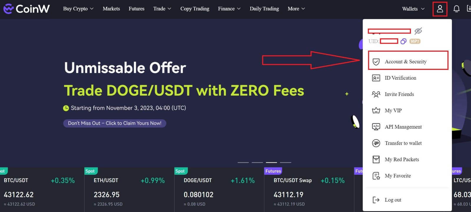 Maitiro ekusaina uye kubvisa kubva kuCoinW Maitiro ekusaina uye kubvisa kubva kuCoinW