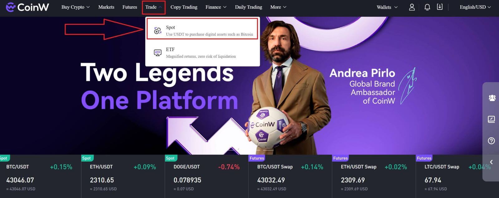 Maitiro ekuisa uye kutengesa Crypto paCoinW Maitiro ekuisa uye kutengesa Crypto paCoinW